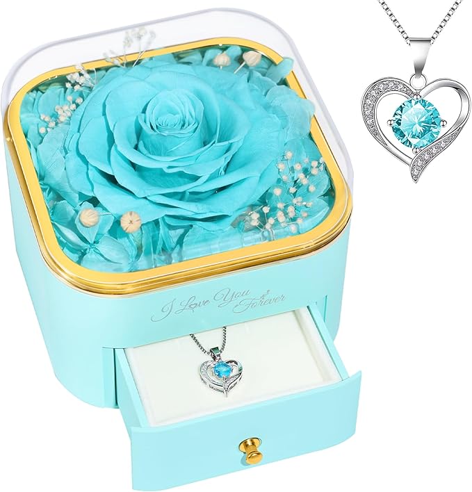 Beferr Preserved Rose with Necklace for Mom Birthday Gifts Eternal Roses Fresh Flowers for Delivery Prime Christmas Day Gifts for Her Mother Grandma Wife Sister Daughter Girl Friends