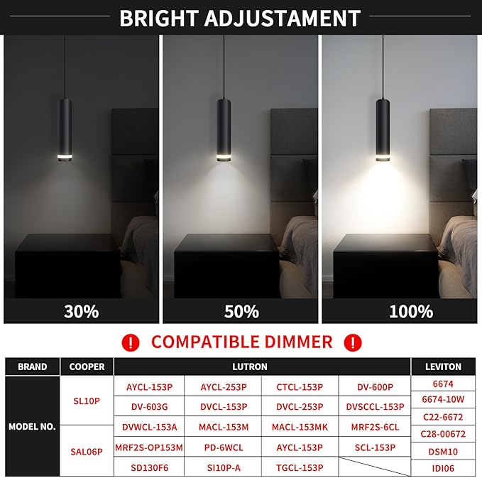 OKELI Modern Pendant Lights, Black LED Pendant Lights Fixtures,3 Color Pendant Lighting for Kitchen Island, Bar,12W,3000K-6000K,ETL(3pack)