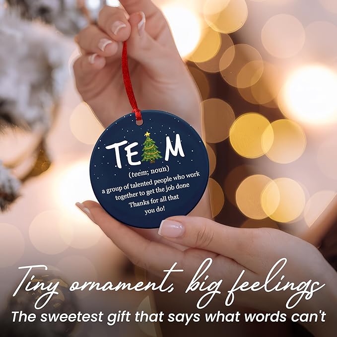 Team Appreciation Gifts for Employees - Ceramic Christmas Ornaments 2025 for Tree Decorations - Christmas Birthday Thank You Gifts for Coworkers Employees Women Boss, Xmas Bulk Gift Idea