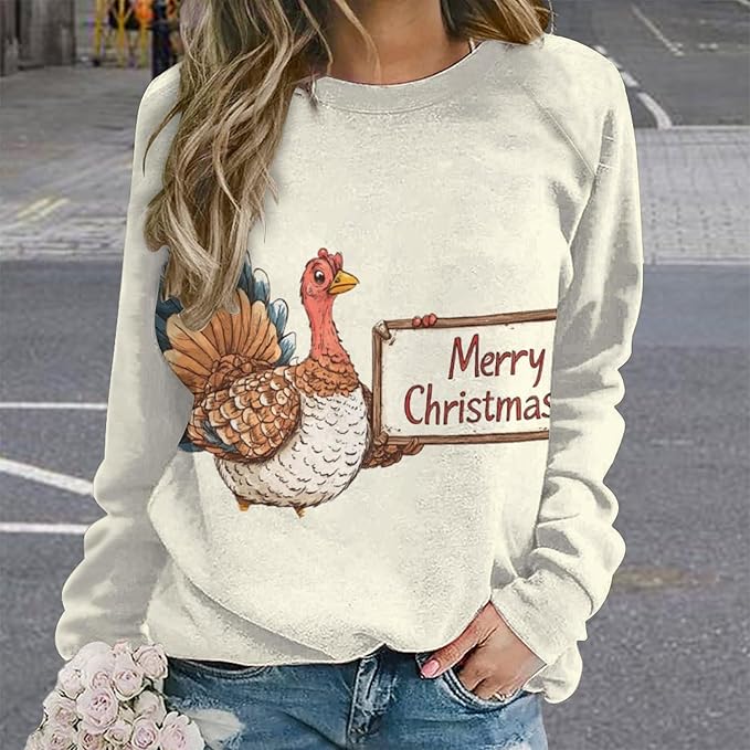 Thanksgiving Sweatshirt for Women Crewneck Pullover Casual Graphic Long Sleeve Shirts Sweater