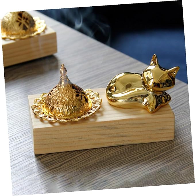 TEHAUX Minimalist Creative Wood and Metal Incense Burner Arabic Style Indoor Incense Holder and Stand for Aromatherapy Yoga Meditation Spa Home and Office Decoration
