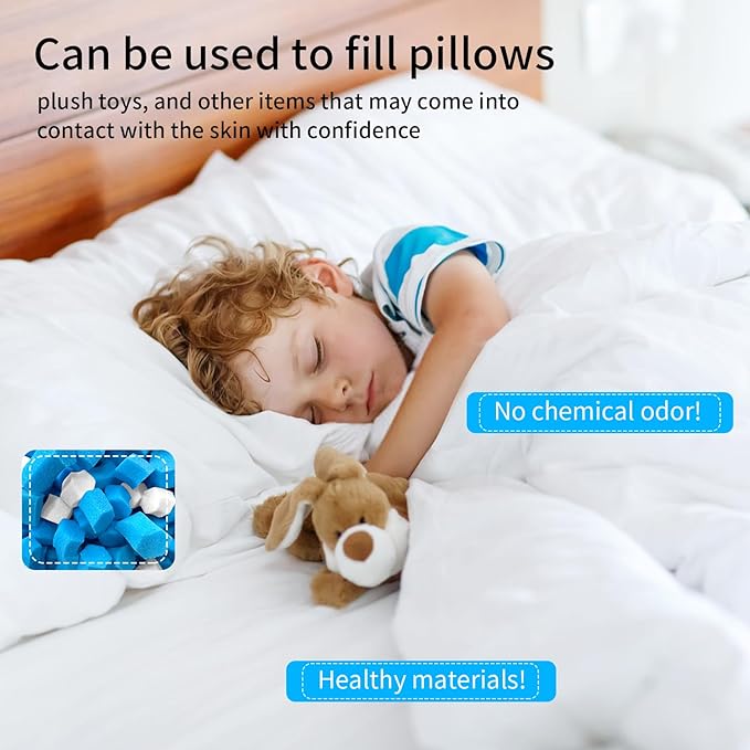 40lbs Bean Bag Filler, Pillow Filler Stuffing, Bean Bag Filling, Shredded Memory Foam Filling, Punching Bag Filler, Foam Refill for Pouf/Ottoman Stuffing/Boxing Bag,Added Gel Particles