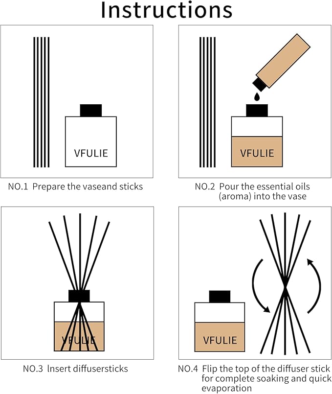 VFULIE 100PCS Reed Diffuser Sticks, 10 Inch Natural Rattan Wood Sticks Essential Oil Aroma Diffuser Sticks Refill Replacement for Aroma Fragrance (Black)