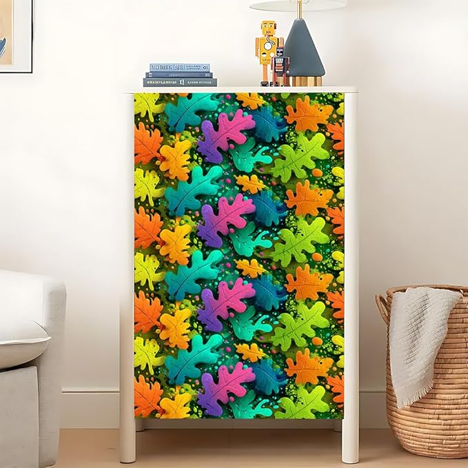 Removable Peel and Stick Wall Stickers 39.37x15.75 Inch Colorful Artistic Leaf Blue Pink Green Orange Modern for Bedroom Living Room Kids Room Decor