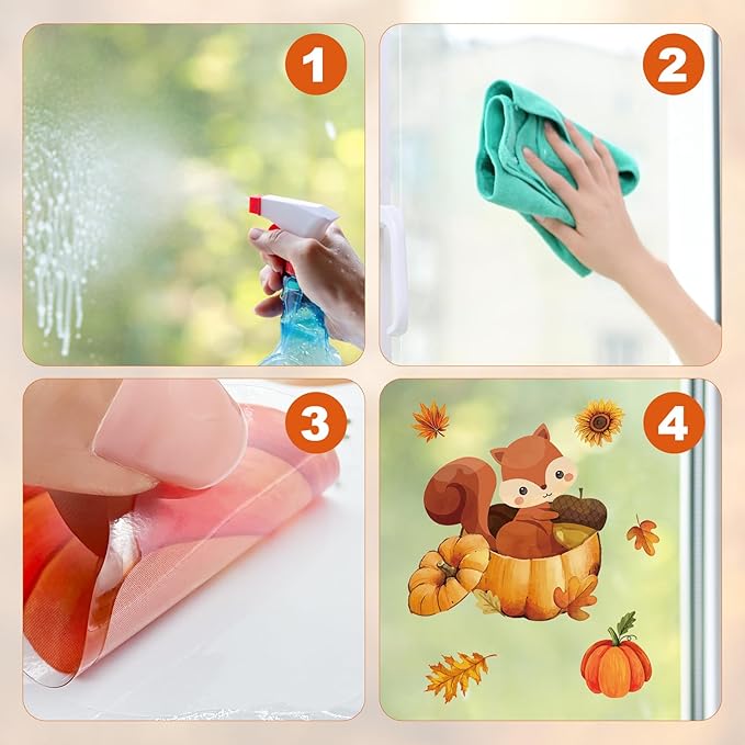 Cinrobiye 150 Pcs Fall Window Clings，Thanksgiving Window Stickers Pumpkin Maple Leaf Window Art Seasons Decals for Autumn School Home Office Accessories Toddler Party Supplies Gifts, 9 Sheets (Fall)