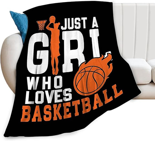 Basketball Throw Blanket Just A Girl Who Loves Basketball Decor Blanket Super Cozy Plush Lightweight Soft Plush Flannel Fleece Sports Blanket Gifts For Girls Boys Kids Women For Sofa Bed Couch 40"X50"
