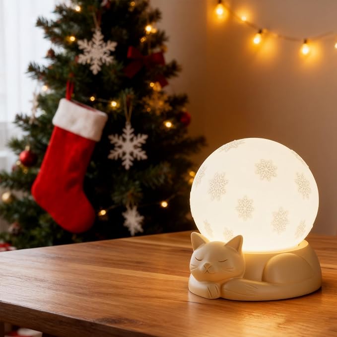 Rotatable Bedside Table Lamp for Bedroom, 3 Color Temperatures Cat Lamp, Touch Control Rechargeable Nightstand Lamp with USB C Charging for Christmas