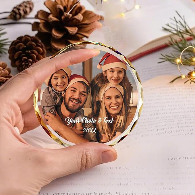 Bemaystar Personalized Christmas Ornaments,Custom Christmas Ornament with Photo,3"-5" Persoanlzied Family Ornaments 2025