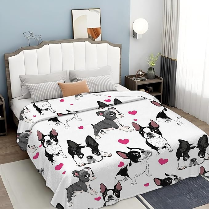 Tijuboni French Bulldog Throw Blanket Dog Gifts for Girls Boys Women Men Kids Adults Soft Flannel Fleece Blanket for Couch Sofa Bed Home Decor 50"x60"