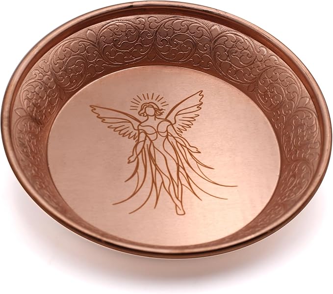 Copper Offering Prayer Ritual Bowl Plate - Great for use Witches Meditation,Smudging, Incense,Candle Dish, Ash Catcher,Jewelry Dish (New Metatron)