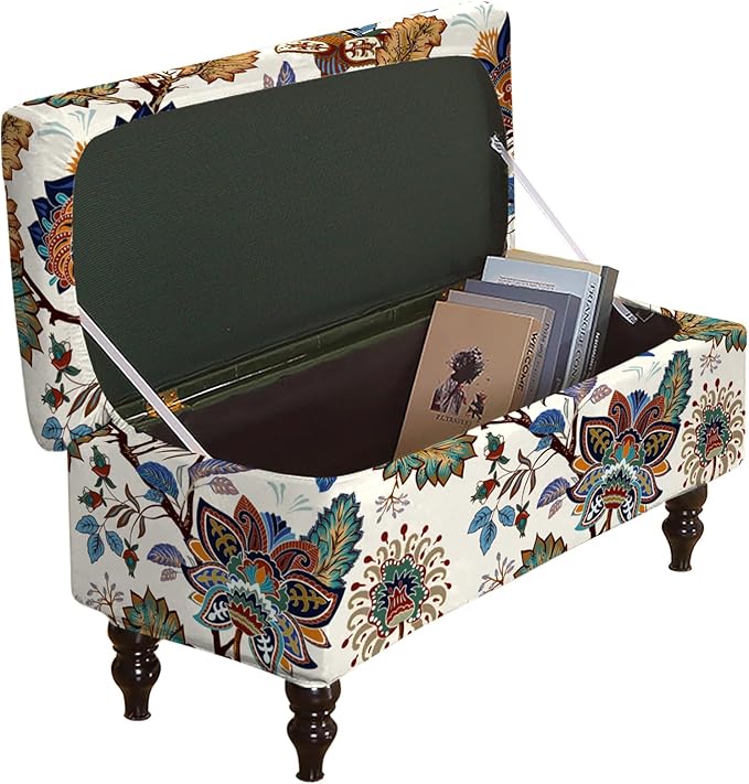 FUANGUI Ottoman Cover Stretch Storage Ottoman Bench Slipcover Jacquard Folding Storage Bench Ottoman Cover Footrest Stool Slipcover Footstool Protector Cover with Elastic Bottom Fit Length,Large