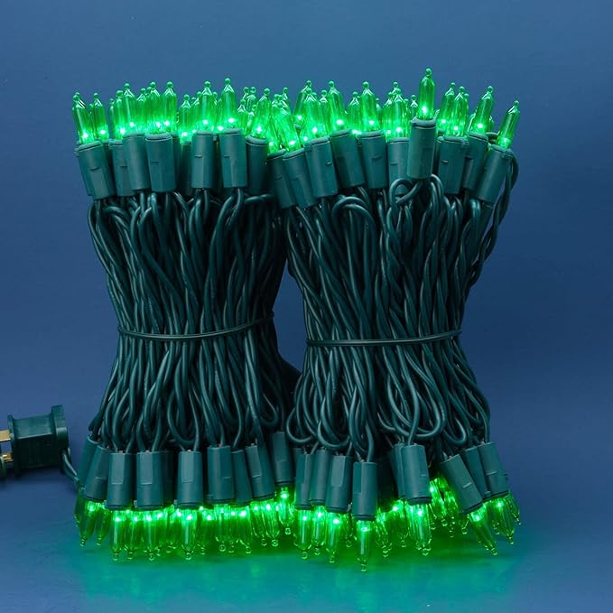 200 Count Green LED Christmas Lights, 66 ft Green Wire UL Certified Commercial Grade Holiday String Light Set (Green)