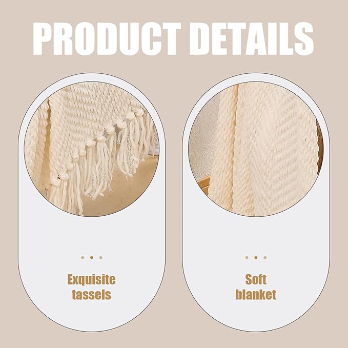 Chunky Knit Throw Blanket 51x67 inch Soft Warm Throw Blanket with Tassels for Couch Sofa Living Room Decor, Home Decors