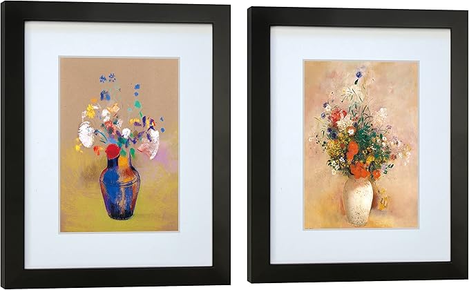 8x10 Picture Frame Set of 2 Made of Solid Wood Photo Frame with Real Glass for Pictures 5x7 with Mat or 8x10 Without Mat, Wall Mount or Tabletop Gallery Photo Frames in Black