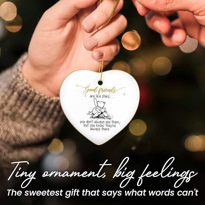 GEEMBI Christmas Friend Gifts for Women Men – Gold-Trimmed Ceramic Friends Christmas Ornaments 2025 – Soul Sister BFF Bestie Friendship Gifts for Women, Friends Ornament for Tree, Sisters Ornament