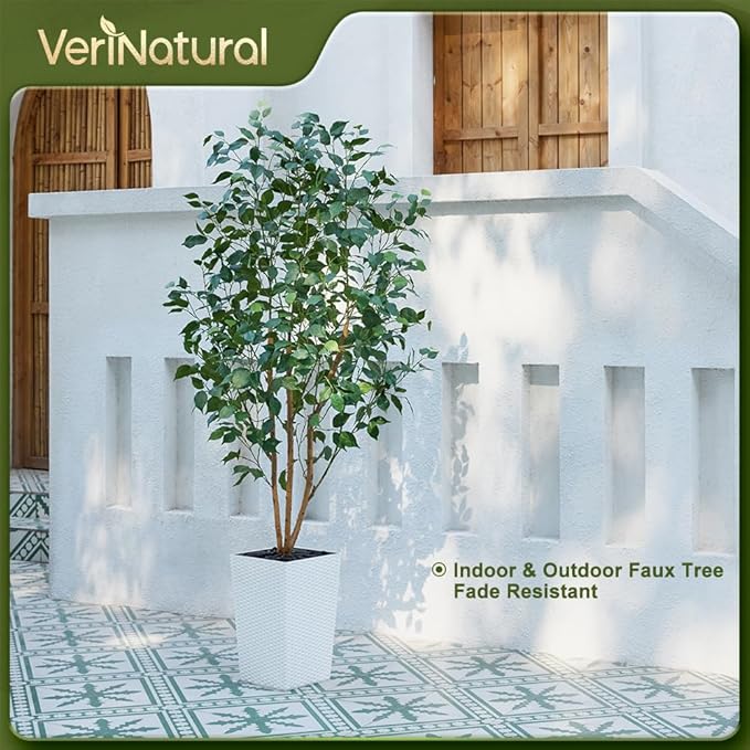 Artificial Olive Tree 6ft, Tall Fake Tree for Indoor & Outdoor Decor with Black Pot & Pebbles, UV Resistant Silk Leaves, Realistic Faux Potted Plant for Living Room,Office,Home Decor,VN137
