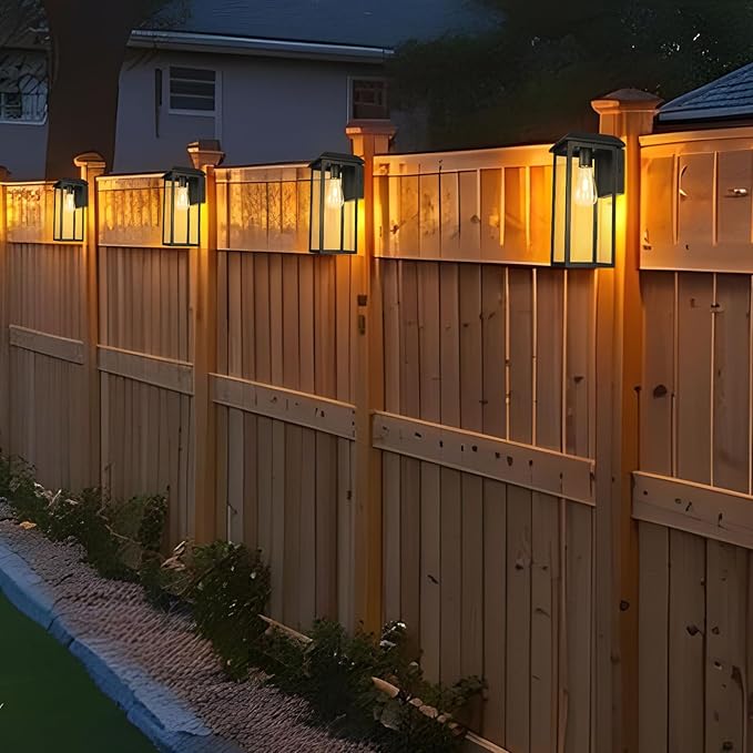 Solar Outdoor Wall Sconce Lights, Exterior Wall Light Fixtures Solar Powered, Anti-Rust Modern Contemporary Black Outside Lantern Lamps with Clear Glass for House Porch Doorway Patio,RZSR008A-2
