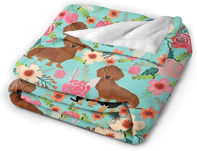 Tijuboni Dachshund Throw Blanket Dog Gifts for Girls Boys Women Men Kids Adults Soft Flannel Fleece Blanket for Couch Sofa Bed Home Decor 50"x60"