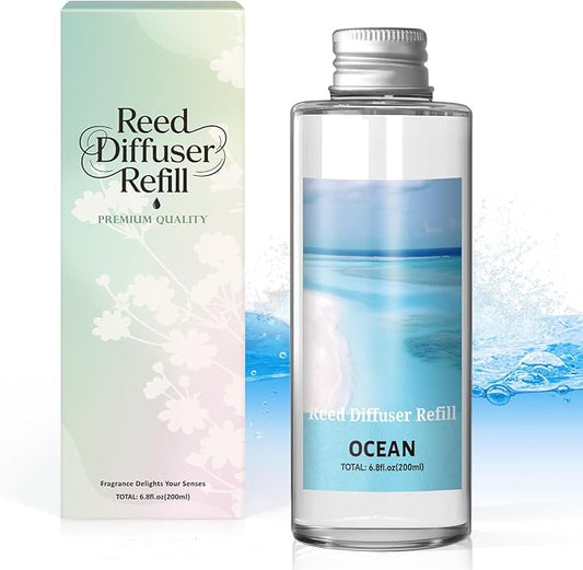 SCENTORINI Reed Diffuser Oil Refill, Ocean Diffuser Oil 6.76 Fl Oz, Natural Scented Essential Oil Refill Long Lasting Home Fragrance for Room Spa Aromatherapy Bathroom Home Decor
