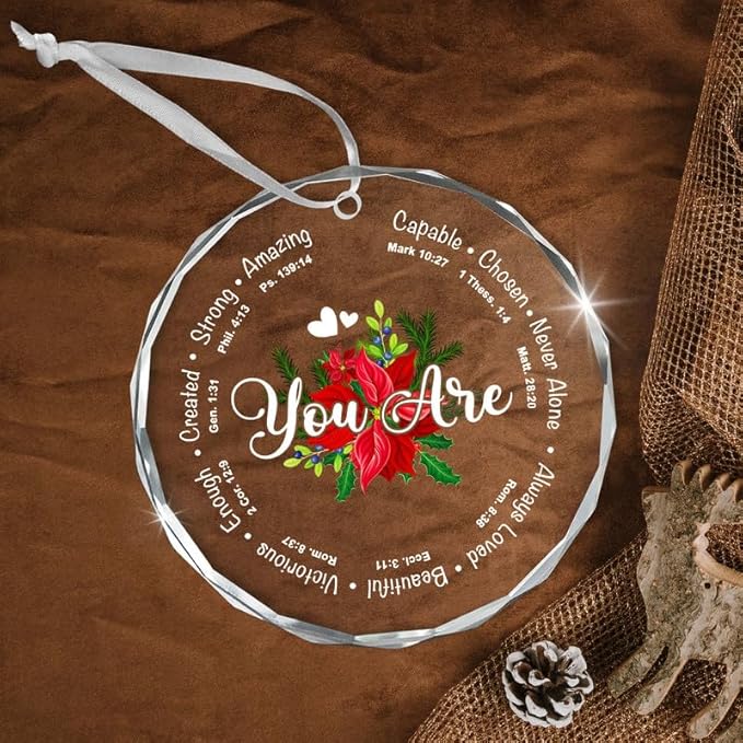 Christmas Christian Gifts for Women Men Faith - Glass Christmas Ornaments 2025 - Catholic Religious Spiritual Gifts for Women, Inspirational Motivational Gift, Stocking Stuffers Ornament