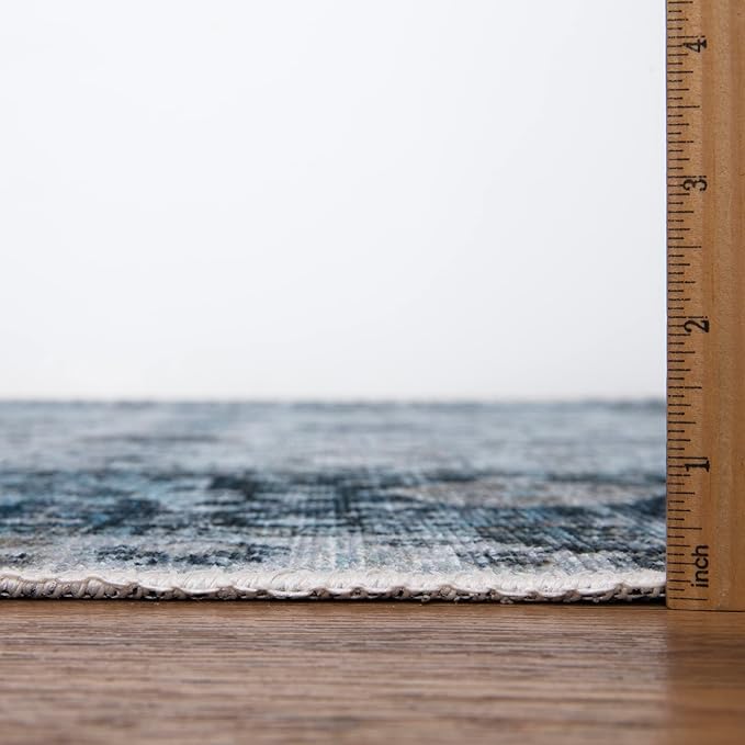 Bloom Rugs Caria Washable Non-Slip 6x9 Rug - Navy Blue Traditional Bordered Area Rug for Living Room, Bedroom, Dining Room, and Kitchen - Exact Size: 6' x 9'