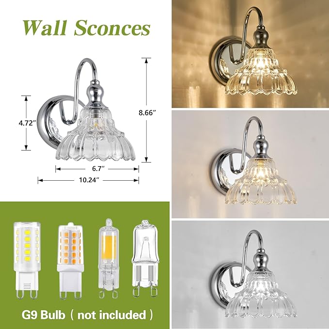 Chrome Wall Sconces Bathroom Vanity Light Light Fixtures Modern Vanity Lighting Fixtures Wall Light for Bedroom Dinning Room Bathroom