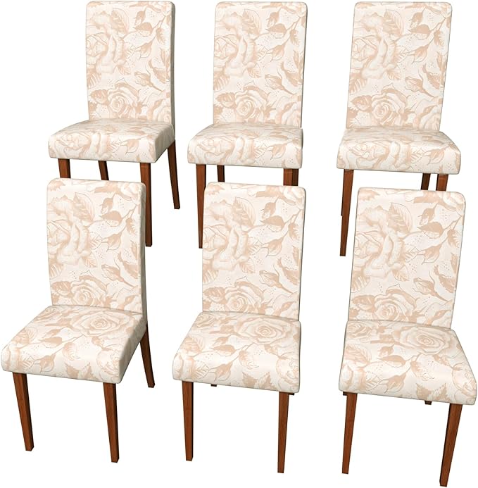 Stretch Dining Chair Covers Set of 6,Floral Print Chair Covers,Soft Removable Washable,Pet Friendly Furniture Protector,Universal Chair Slipcovers for Home, Kitchen,Ceremony Dining Room Seat