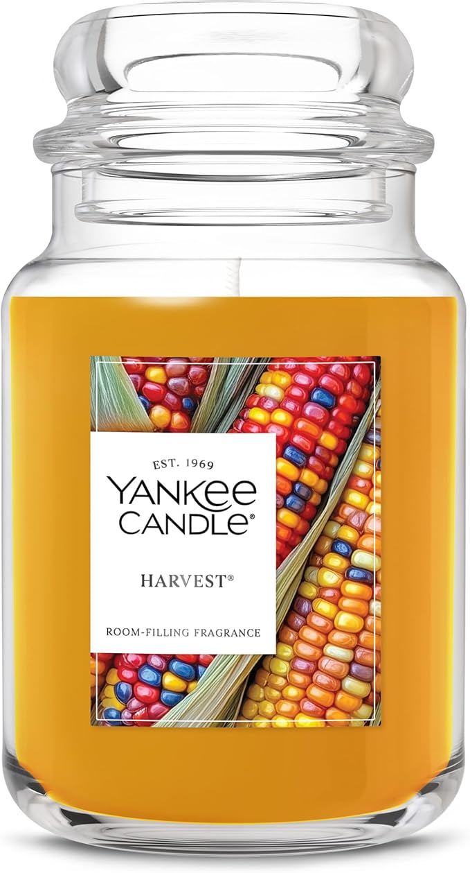 Yankee Candle Harvest, Thanksgiving Scented Candle, 22oz Large Jar with up to 150 Hour Burn Time, Giftable