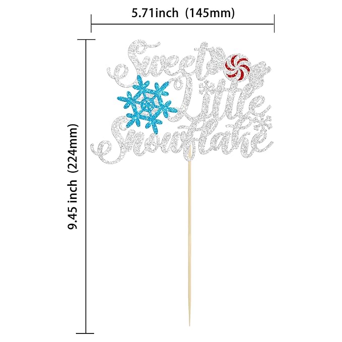 Gyufise 1 Pack Sweet Little Snowflake Cake Topper Silver Little Snowflake with Candy Cake Decoration for Winter Snowflake Baby Shower Boys Girls Winter Onederland 1st Birthday Party Decorations