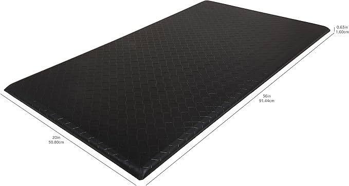 Amazon Basics Anti-Fatigue Standing Mat, Non-Slip, Comfort Mat for Home and Office, 20W x 36L x 0.6Th in, Geometric, Black, 5-Pack