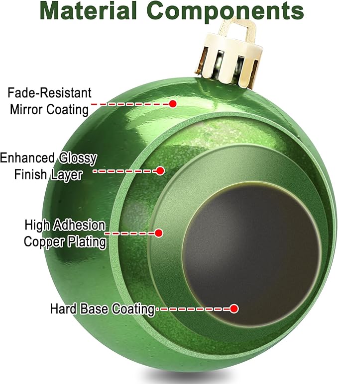 AMS 2.36''/60mm 34ct Christmas Ball Large Ornaments Party Decorations Shatterproof Festival Pendant Hangings for Xmas Tree Decor (60mm, Pea Green)