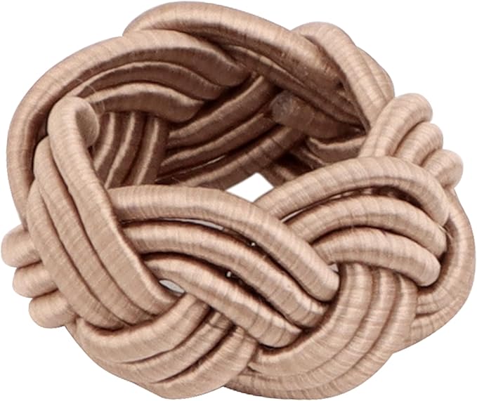 Boho Chic Napkin Rings Set of 12 – Beige Handwoven Rayon Napkin Holders, Handcrafted Wear-Resistant Table Décor for Wedding, Christmas & Holiday Dining