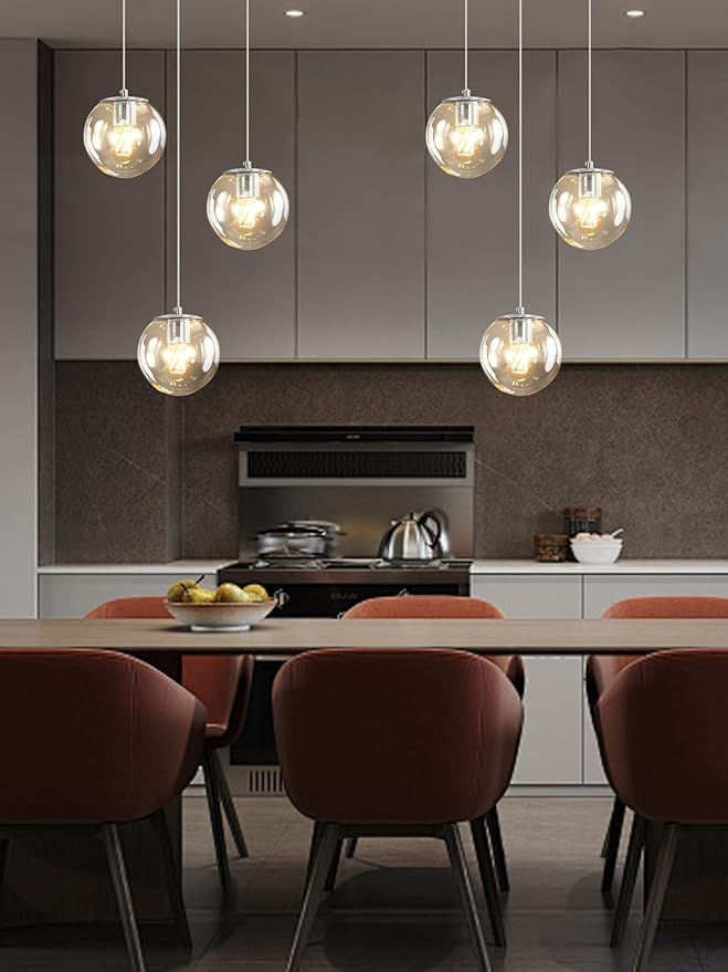 3-Light Chrome Pendant Lighting Modern Mini Chandeliers,Adjustable Clear Glass Pendant Light Fixture for Kitchen Island Dinning Room Bedroom