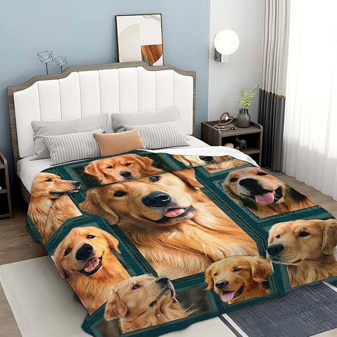 Tijuboni Golden Retriever Throw Blanket Dog Gifts for Girls Boys Women Men Kids Adults Soft Flannel Fleece Blanket for Couch Sofa Bed Home Decor 60"x80"