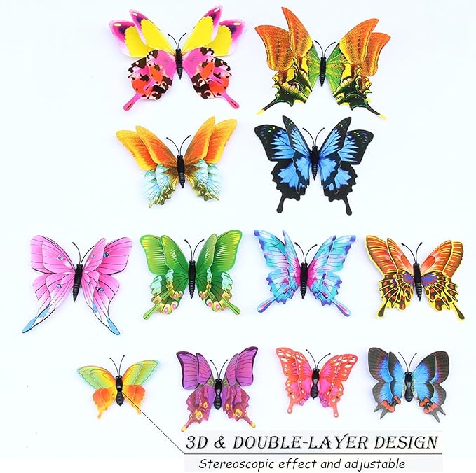 Butterfly Wall Decor 72 PCS, 3D Butterflies Stickers for Party Decorations with Magnets (Swallow, 72)