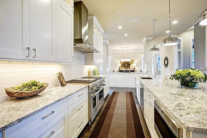 Custom Size Hallway Runner Rug, Slip Resistant, 26 Inch Wide X Your Choice of Length, Trellis Brown, 26 Inch X 31 feet