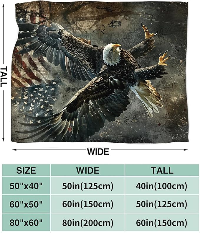 Tijuboni American Eagle Throw Blanket Eagle Gifts for Women Men Girls Boys Kids Adults Soft Flannel Fleece Blanket for Couch Sofa Bed Home Decor 40"x50"