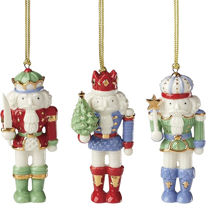 Lenox 896870 Nutcracker 3-Piece Ornament Set, Christmas
