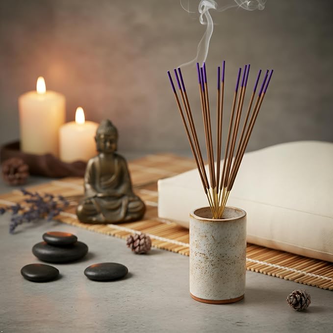 Kadilo Square Incense Sticks, 100 Count Pack with Natural Essential Oils, 1 Hour Burning Time, Hand Dipped, Free Wooden Burner (Kam Sutra)