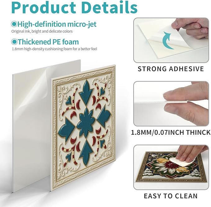 Christmas Peel and Stick Tile, 12-Count 5.9x5.9 Inch Waterproof Backsplash, Removable Sticker for Kitchen and Bathroom Wall