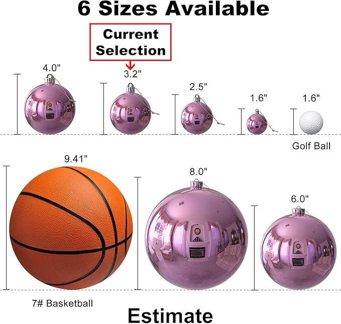 Bubblegun Pink 3.2" Large Christmas Balls - Christmas Tree Decoration Ornaments Shatterproof Hanging Balls for Birthday Halloween Holiday Wedding Decorations Set of 18pcs