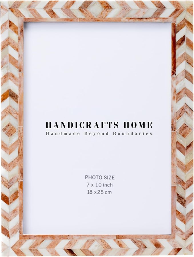 Handicrafts Home 7x10 Poster Frame – Handmade Taj Modern Wall Art Frame for Home Decor, Living Room, Bedroom, Office & Studio, Bpne Minimalist Wall Mount Frame for Posters & Gallery Art Display