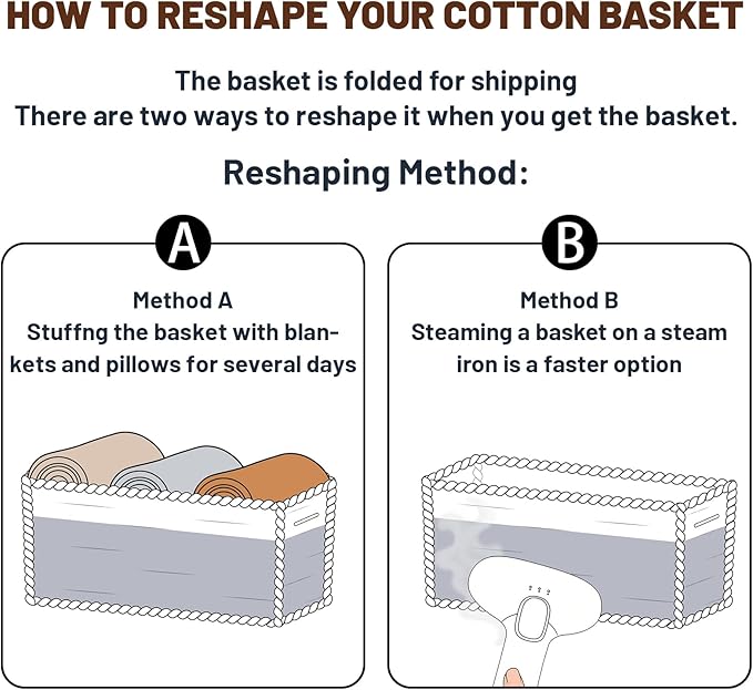 Small Organizing Baskets for Cubes Shelf, 9.7x9.7x7.1 Inch Rope Woven Storage Bins for Nursery Shelves Storage, Cute Toy Basket, Square 3 Packs Off White Brown