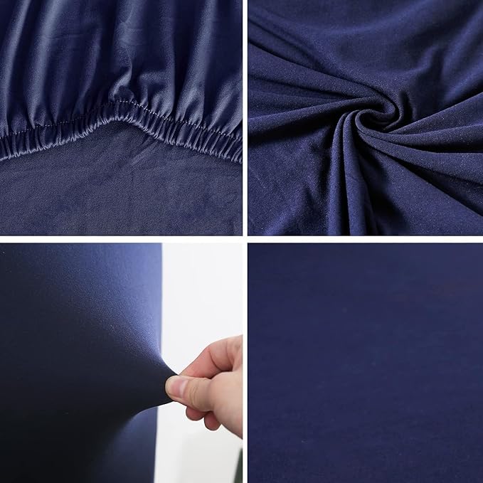 Stretch Chair Covers Slipcovers Set of 4 Navy Blue Stretchable Dining Chair Slipcover Washable Removable for Kitchen,Hotel,Restaurant
