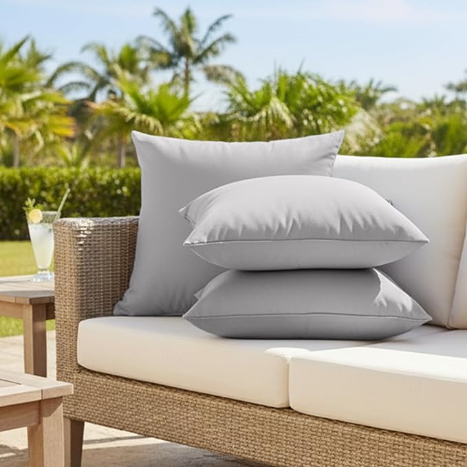 Grey Pillow Covers 18x18 Decorative Solid Throw Pillow Cover for Couch Porch Bedroom Farmhouse Living Room Decor Fall Pillow Covers Decorative Soft Cushion Covers Washable Neutral Style