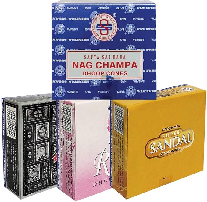 Satya Incense Cones Variety Pack #1 And Cone Incense Burner Bundle With 4 Legacy Fragrances
