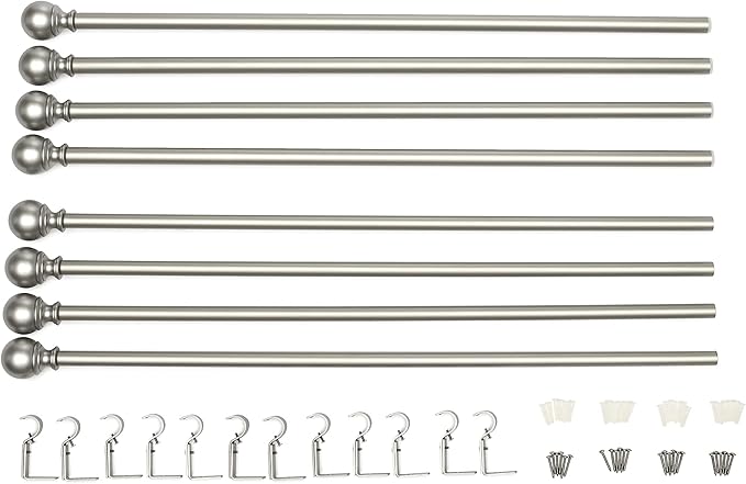 Amazon Basics Adjustable Curtain Rods for Windows, Round Finials, 1-Inch Rod, 36" to 72", Nickel, Pack of 1