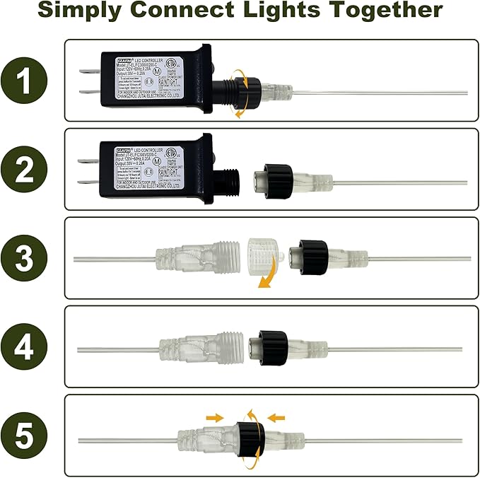 [2 Pack] Christmas Lights Outdoor, 210FT 600LED Connectable String Lights Waterproof, Twinkle Lights with 8 Modes, Christmas String Lights Indoor Green Wire for Yard Party Christmas Decorations