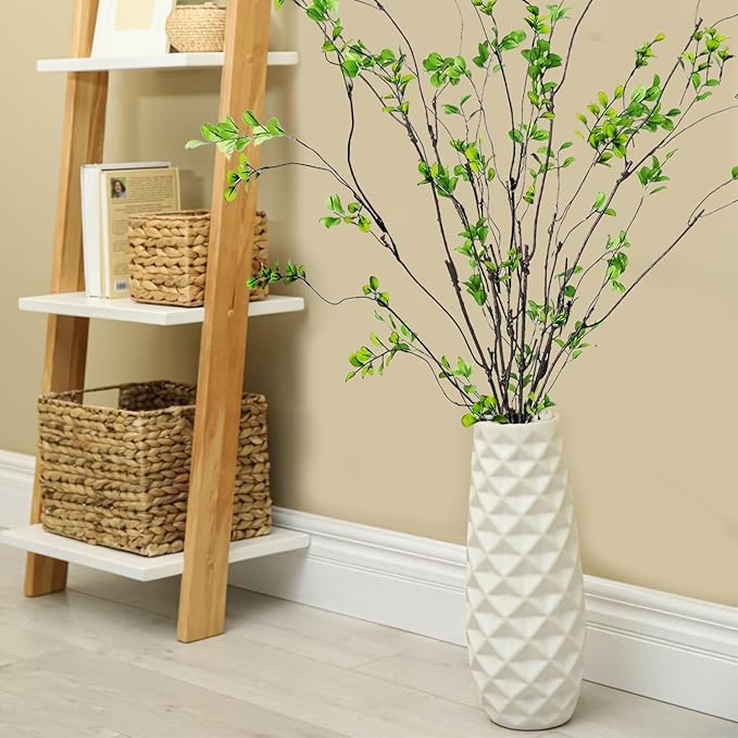 Tinsow 4 Artificial Ficus Branches 47 Inch Tall Faux Eucalyptus Stems, Realistic Fake Greenery for Vase Fillers, Centerpieces and Home Decor, Lifelike Leaves and Stems for Elegant Displays