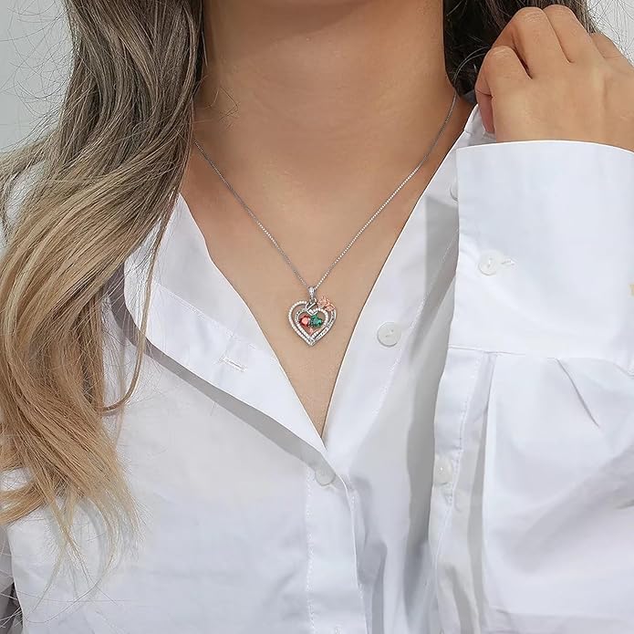 Iefil Christmas Gifts for Wife Women - 925 Sterling Silver Double Birthstone Necklace, Anniversary Birthday Gifts for Women, Jewelry Gift for Wife Girlfriend Mom Her